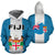 Fiji Polynesian All Over Hoodie Flag and Coat of Arm Unisex Blue - White - Polynesian Pride