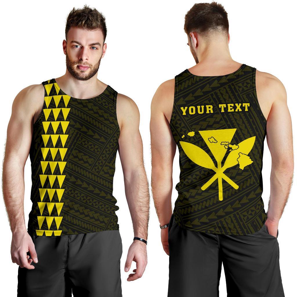 Hawaii Kakau Polynesian Kanaka Map Personalized Men's Tank Top - Yellow Yellow - Polynesian Pride