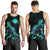 Marshall Islands Polynesian Men Tank Top - Turtle With Blooming Hibiscus Tuquoise - Polynesian Pride