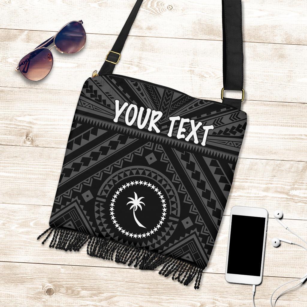 Chuuk Custom Personalised Boho Handbag - Chuuk Seal With Polynesian Tattoo Style ( Black) One Style One Size Black - Polynesian Pride