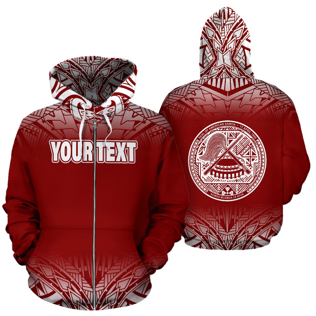 American Samoa Custom All Over Zip up Hoodie Fog Red Unisex Red - Polynesian Pride