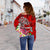 Polynesian Women's Off Shoulder Sweater - Turtle Plumeria Red Color - Polynesian Pride