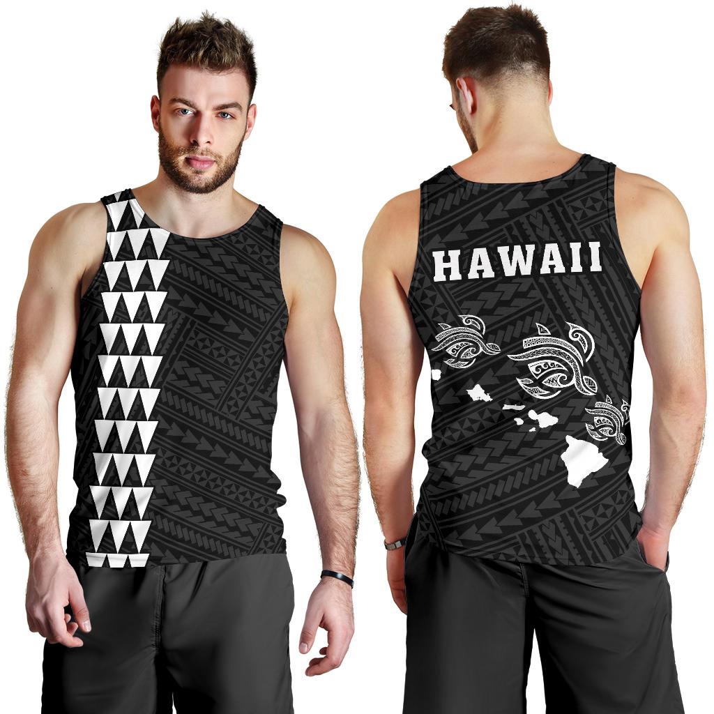 Hawaii Kakau Polynesian Three Turtles Map Men's Tank Top - White White - Polynesian Pride