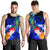 Chuuk Men's Tank Top - Humpback Whale with Tropical Flowers (Blue) Blue - Polynesian Pride