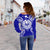 French Polynesia Polynesian Shoulder Sweater Map Blue - Polynesian Pride