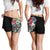 Tahiti Polynesian Women's Shorts - Summer Plumeria (Black) - Polynesian Pride