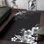 Black n White Hibiscus Area Rug - Polynesian Pride