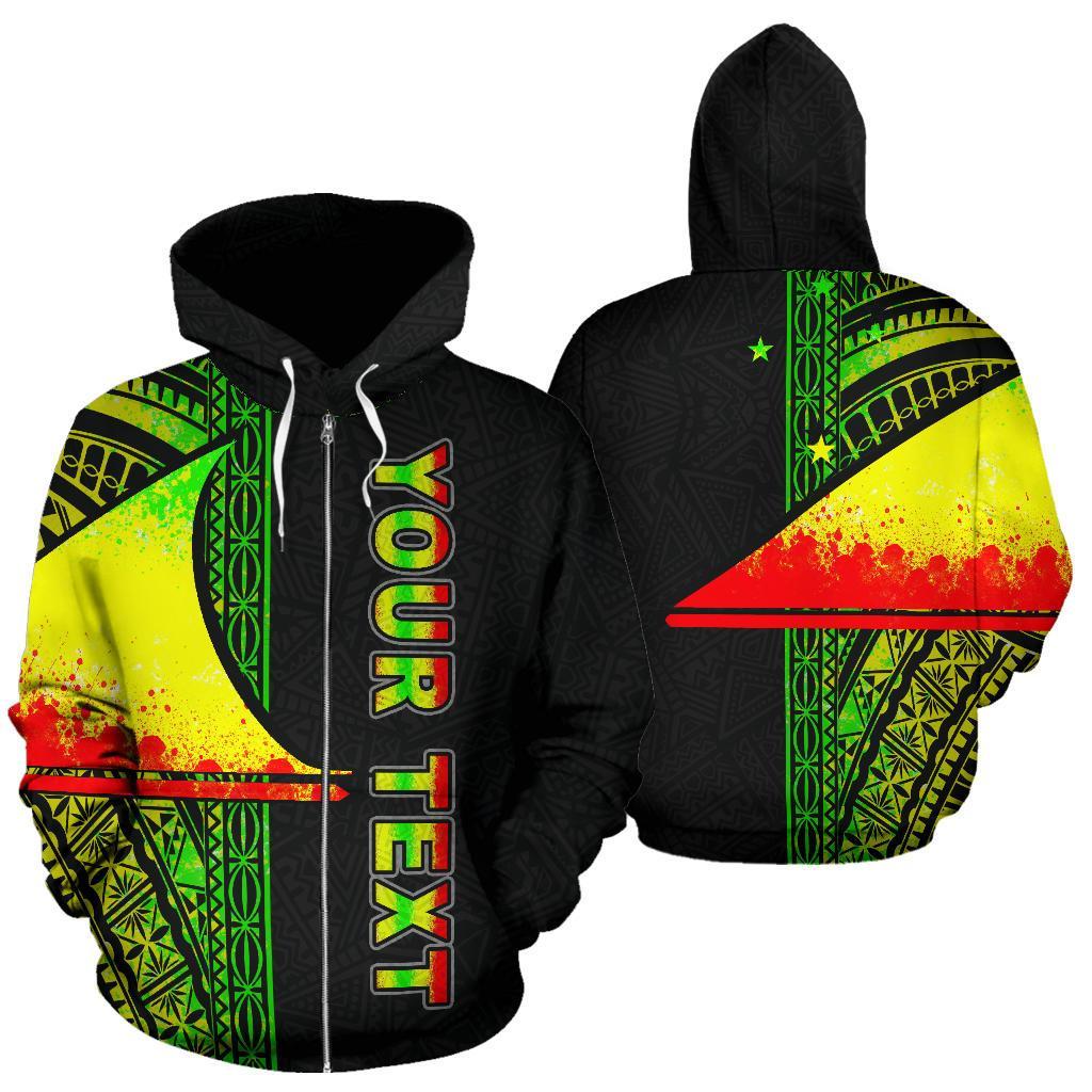 Tokelau Polynesian All Over Custom Zip up Hoodie Reggae Line Unisex Reggae - Polynesian Pride