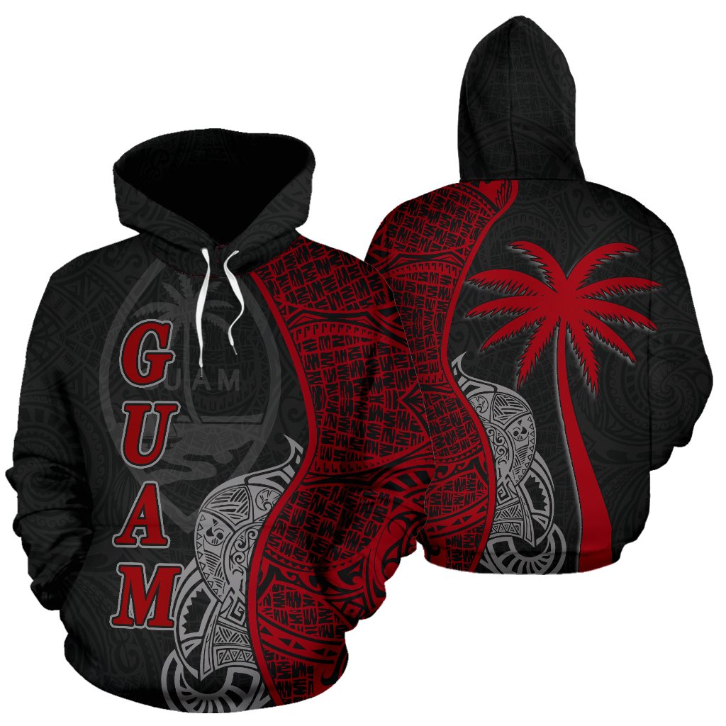 Guam Polynesian Hoodie Coconut Tree Red Unisex Red - Polynesian Pride