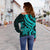 Samoa Polynesian Women Of Shoulder Sweater - Turquoise Tentacle Turtle - Polynesian Pride