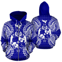 Tonga Polynesian All Over Zip up Hoodie Map Blue Blue - Polynesian Pride