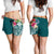 Wallis and Futuna Polynesian Women's Shorts - Summer Plumeria (Turquoise) - Polynesian Pride