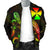 Wallis and Futuna Polynesian Men's Bomber Jacket - Turtle With Blooming Hibiscus Reggae - Polynesian Pride