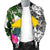 Tokelau Custom Personalised Men's Bomber Jacket White - Turtle Plumeria Banana Leaf - Polynesian Pride