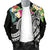 Kosrae Polynesian Men's Bomber Jacket - Summer Plumeria (Black) - Polynesian Pride