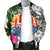 Tahiti Custom Personalised Men's Bomber Jacket White - Turtle Plumeria Banana Leaf - Polynesian Pride