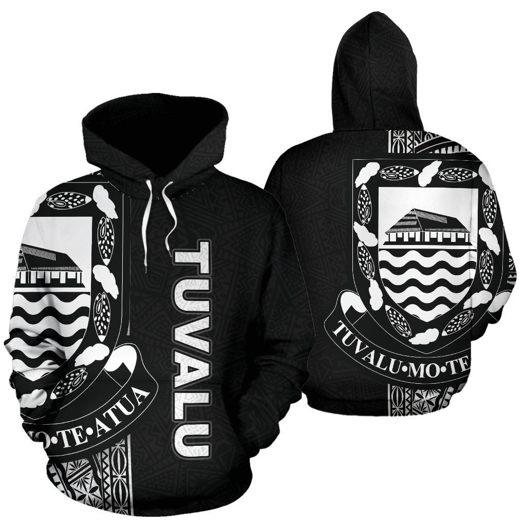 Tuvalu Polynesian Hoodie Line Black Unisex Black - Polynesian Pride