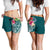 Fiji Polynesian Women's Shorts - Summer Plumeria (Turquoise) - Polynesian Pride