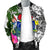 Cook Islands Custom Personalised Men's Bomber Jacket White - Turtle Plumeria Banana Leaf - Polynesian Pride