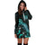 Hawaii Polynesian Hoodie Dress - Turtle With Blooming Hibiscus Turquoise - Polynesian Pride