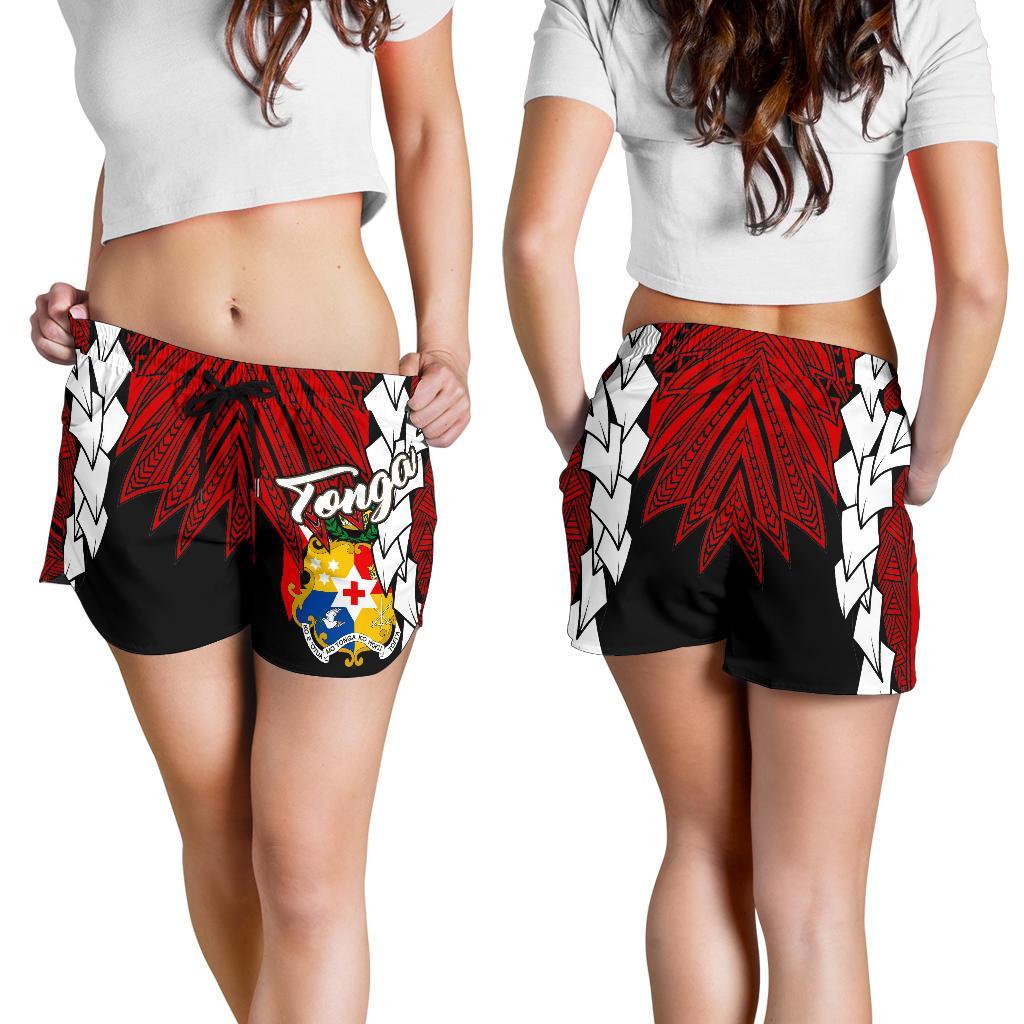 Tonga Polynesian Women's Shorts - Tribal Wave Tattoo Flag Color - Polynesian Pride