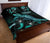 American Samoa Polynesian Quilt Bed Set - Turtle With Blooming Hibiscus Turquoise - Polynesian Pride