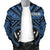 Kosrae Men's Bomber Jacket - Kosrae Flag In Polynesian Tattoo Style (Blue) - Polynesian Pride