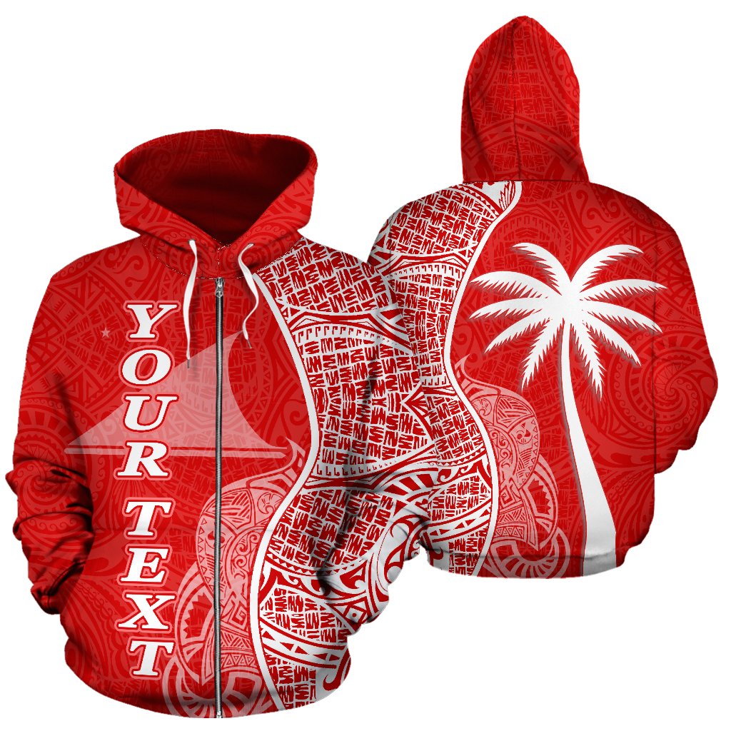 Tokelau Polynesian Custom Zip up Hoodie Coconut Red White Unisex Red - Polynesian Pride