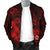 Polynesian Hawaii Men's Bomber Jacket - Humpback Whale with Hibiscus (Red) - Polynesian Pride