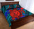 Hawaii Polynesian Quilt Bed Set - Hawaii Red Sea Turtle Map & Blue Hibiscus - Polynesian Pride