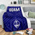 Guam Premium Blanket - Guam Seal With Polynesian Tattoo Style (Blue) - Polynesian Pride