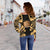 Tokelau Women's Off Shoulder Sweater - Polynesian Tattoo Gold - Polynesian Pride