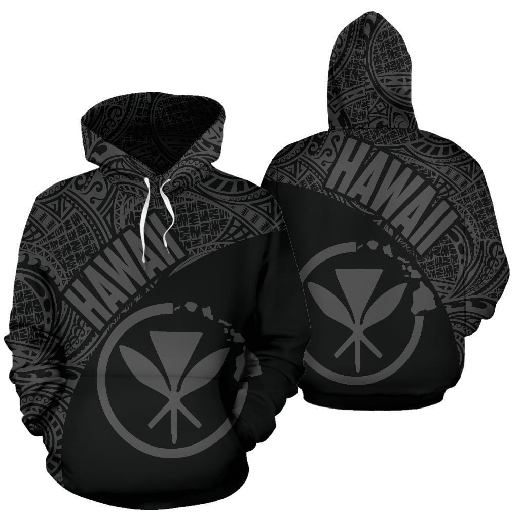 Hawaii Hoodie Kanaka Maoli Polynesian Tattoo Black Gray Version Unisex Black - Polynesian Pride