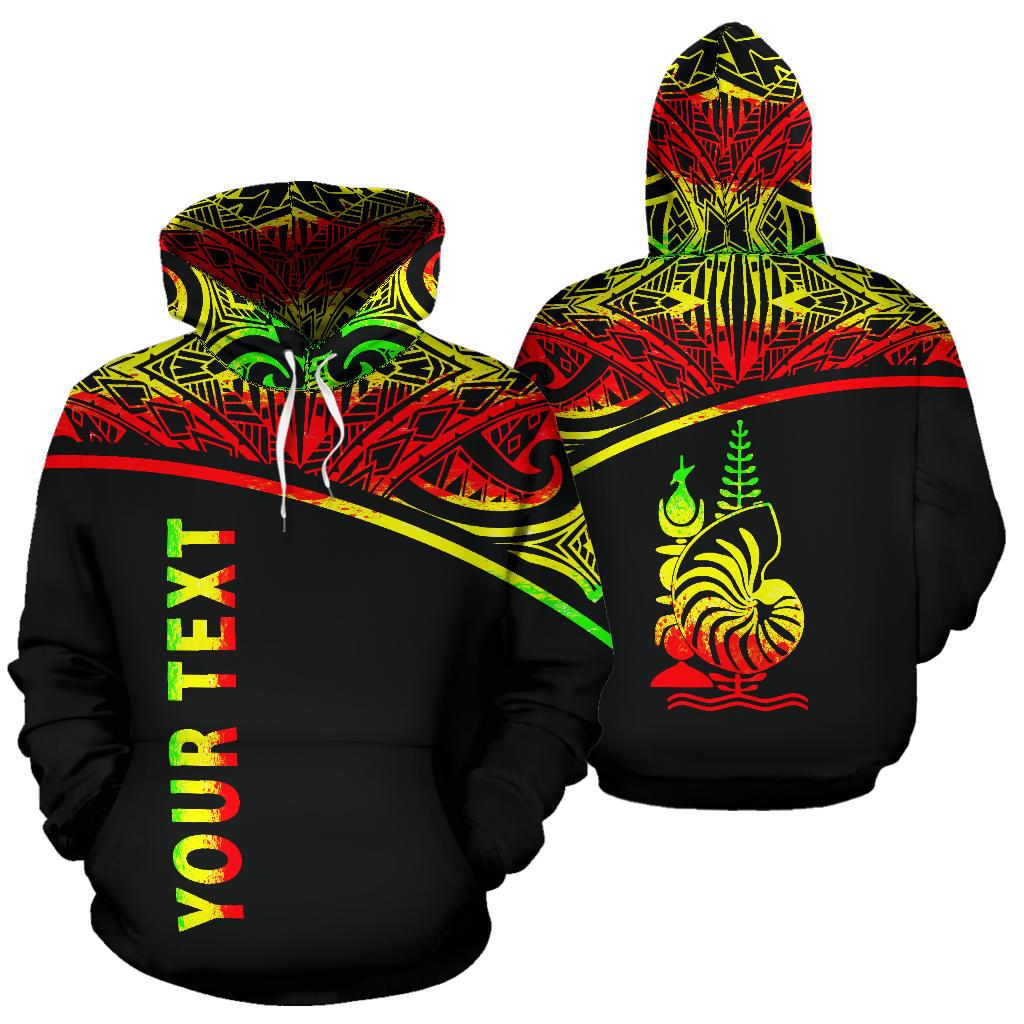 New Caledonia Polynesian All Over Custom Hoodie Reggae Curve Version Unisex Reggae - Polynesian Pride