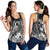 Tonga Women Racerback Tank - Humpback Whale with Tropical Flowers (White) Black - Polynesian Pride