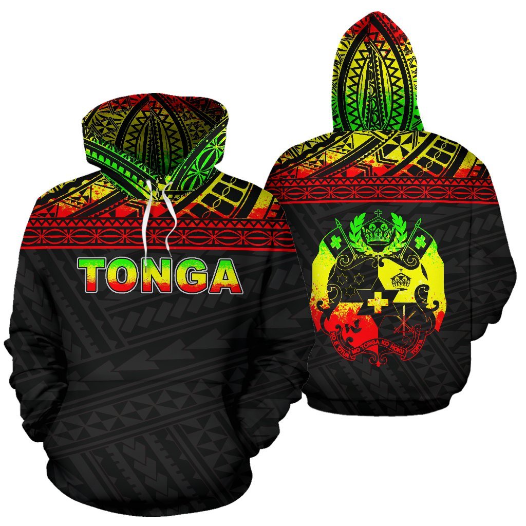 Tonga Polynesian All Over Hoodie Reggae Horizontal Style Unisex Reggae - Polynesian Pride