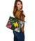 Papua New Guinea Large Leather Tote Bag - Turtle Plumeria Banana Leaf - Polynesian Pride