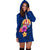 Tahiti Polynesian Women's Hoodie Dress - Floral With Seal Blue - Polynesian Pride