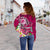 FSM Custom Personalised Women's Off Shoulder Sweater - Turtle Plumeria (PINK) - Polynesian Pride