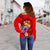 Tonga Polynesian Custom Personalised Women's Off Shoulder Sweater - Floral With Seal Red - Polynesian Pride