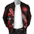 Marshall Islands Polynesian Men's Bomber Jacket - Turtle With Blooming Hibiscus Red - Polynesian Pride