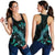 Kosrae Polynesian Women Tank Top - Turtle With Blooming Hibiscus Turquoise - Polynesian Pride