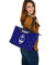 Guam Leather Tote Bag - Guam Seal With Polynesian Tattoo Style (Blue) - Polynesian Pride