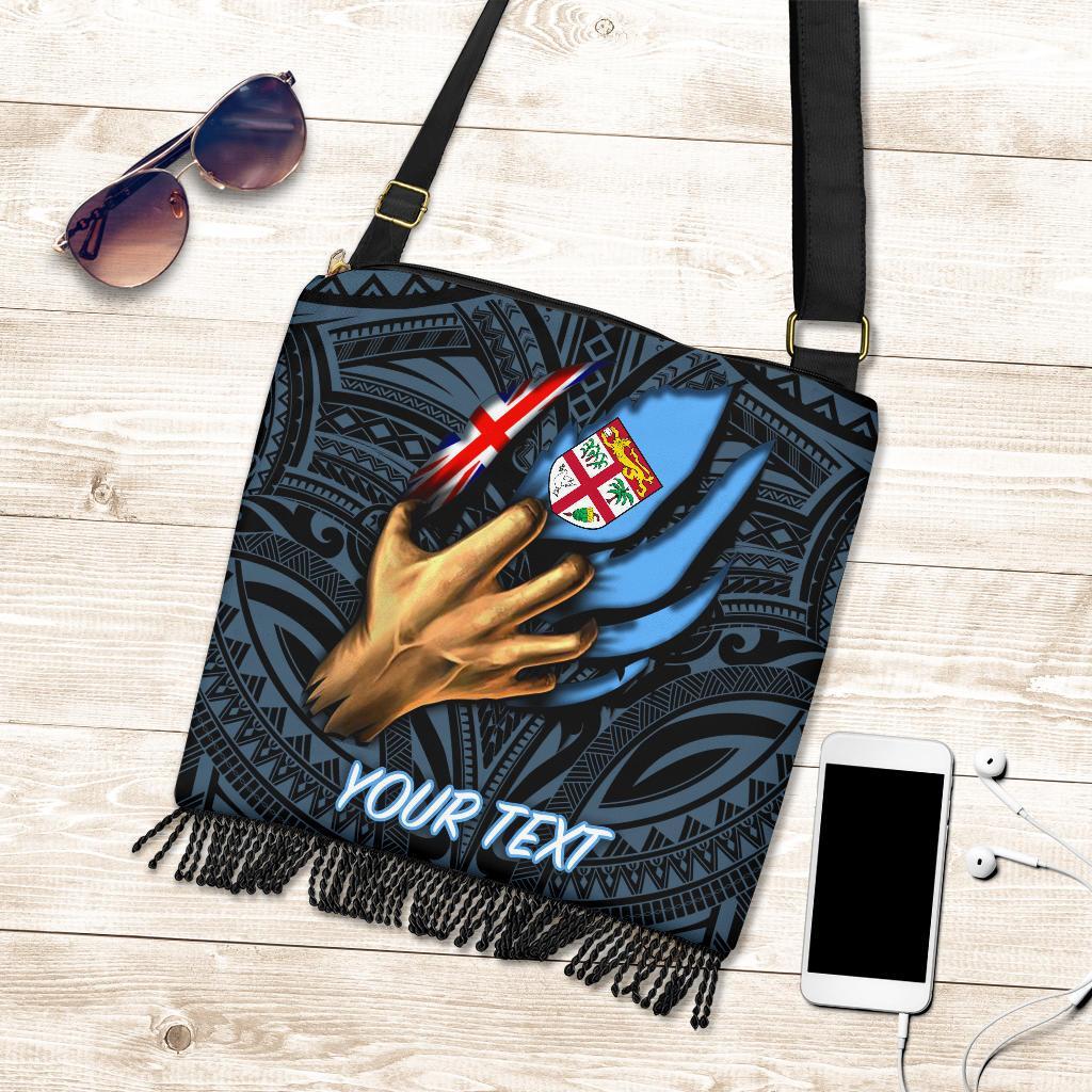 Fiji Personalised Boho Handbag - Fiji In Me (Blue) One Style One Size Blue - Polynesian Pride