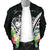 Samoa Men's Bomber Jacket - Samoa Caledonia Coat of Arms & Polynesian Tropical Flowers White - Polynesian Pride