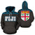 Fiji Tapa All Over Hoodie Blue Unisex White - Polynesian Pride