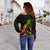 Papua New Guinea Polynesian Women's Off Shoulder Sweater - Turtle With Blooming Hibiscus Reggae - Polynesian Pride