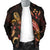 Kosrae Polynesian Men's Bomber Jacket - Turtle With Blooming Hibiscus Gold - Polynesian Pride