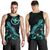 Hawaii Polynesian Men Tank Top - Turtle With Blooming Hibiscus Tuquoise - Polynesian Pride