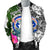 Northern Mariana Islands Men's Bomber Jacket White - Turtle Plumeria Banana Leaf - Polynesian Pride